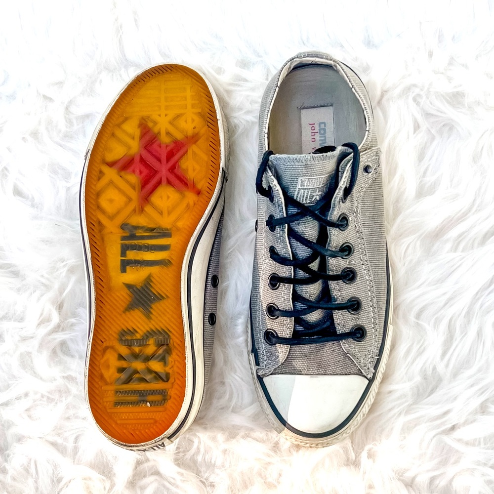 Converse X John Varvatos Collab Low Top Gray Canvas Leather Laces Distre…